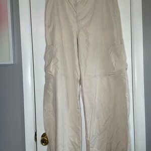 Women's Cream Wide Leg Thin Cargos